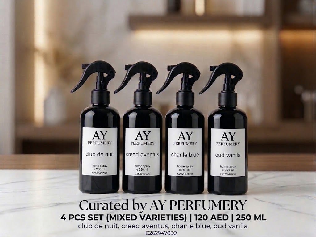 AY PERFUMERY Variety Box – 4 PCS Assorted Sprays (100 ml & 250 ml)